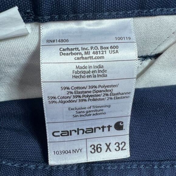 Carhartt Cargo Pants Mens 36X32 Navy Rugged Flex Casual Work Cotton - Picture 7 of 11